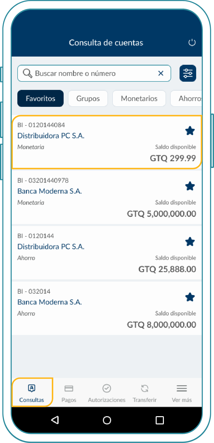 Consulta de Movimientos Bi Banking App