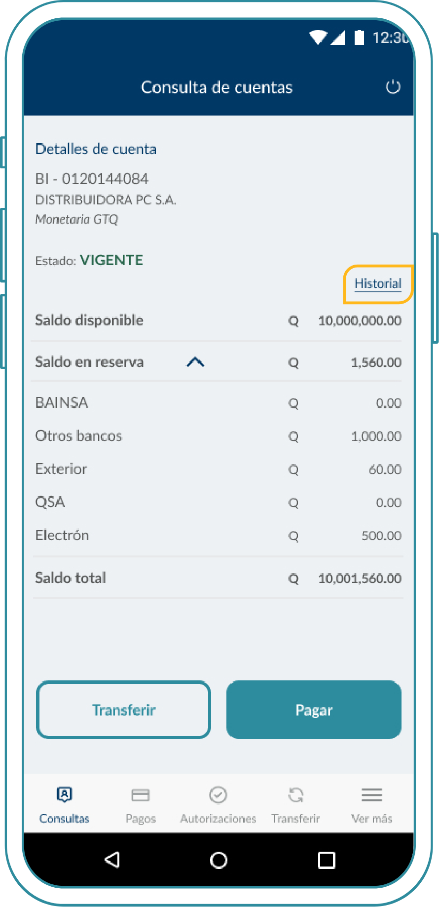 Consulta de Movimientos Bi Banking App