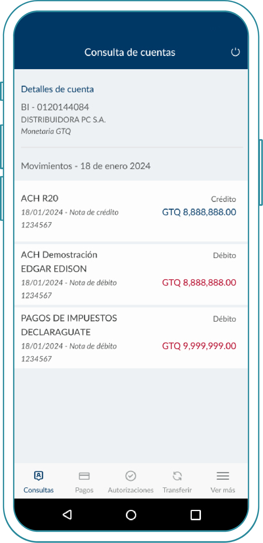 Consulta de Movimientos Bi Banking App