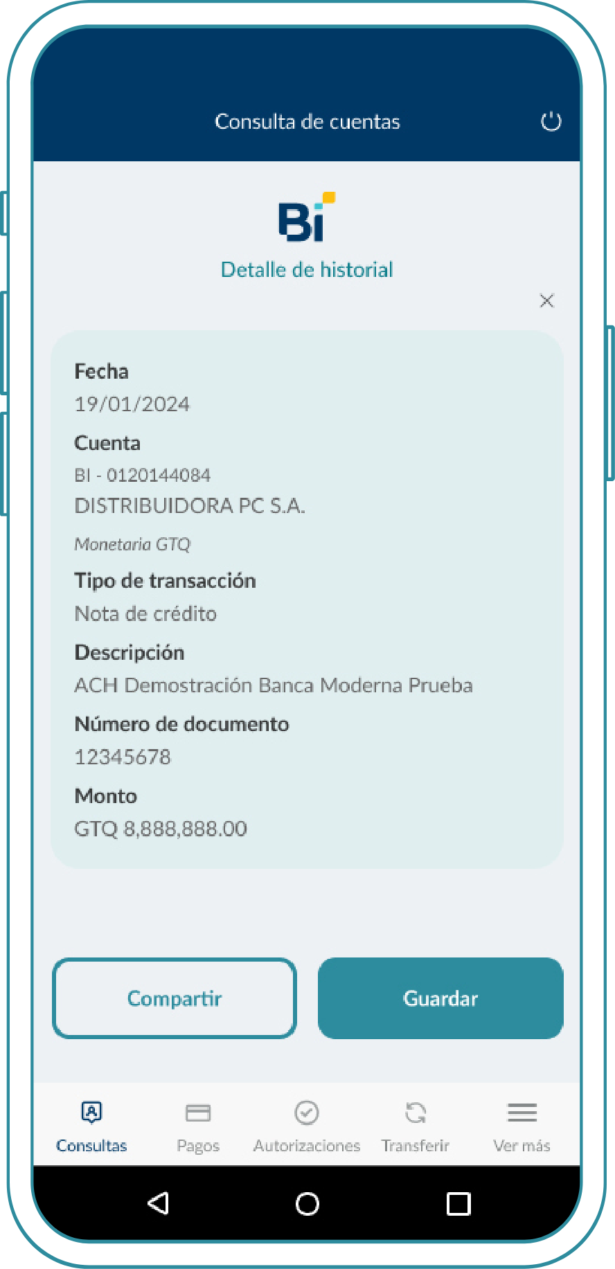 Consulta de Movimientos Bi Banking App