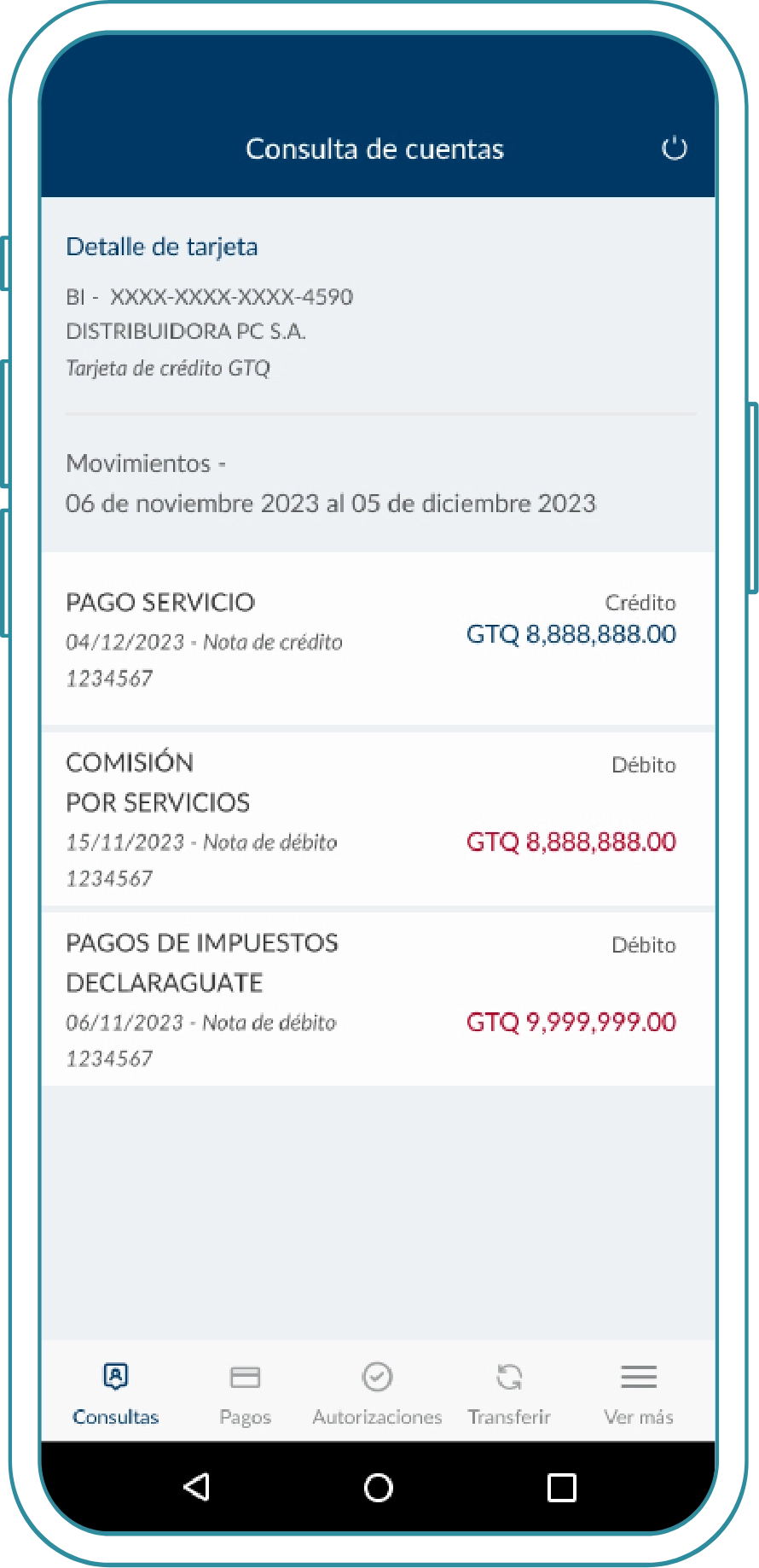 Consulta de saldos e historial en tarjeta de crédito - Paso 5