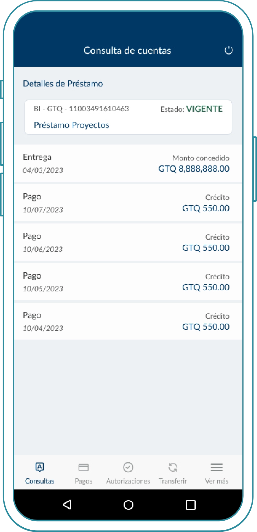 Consulta de saldos e historial en préstamos - Paso 4